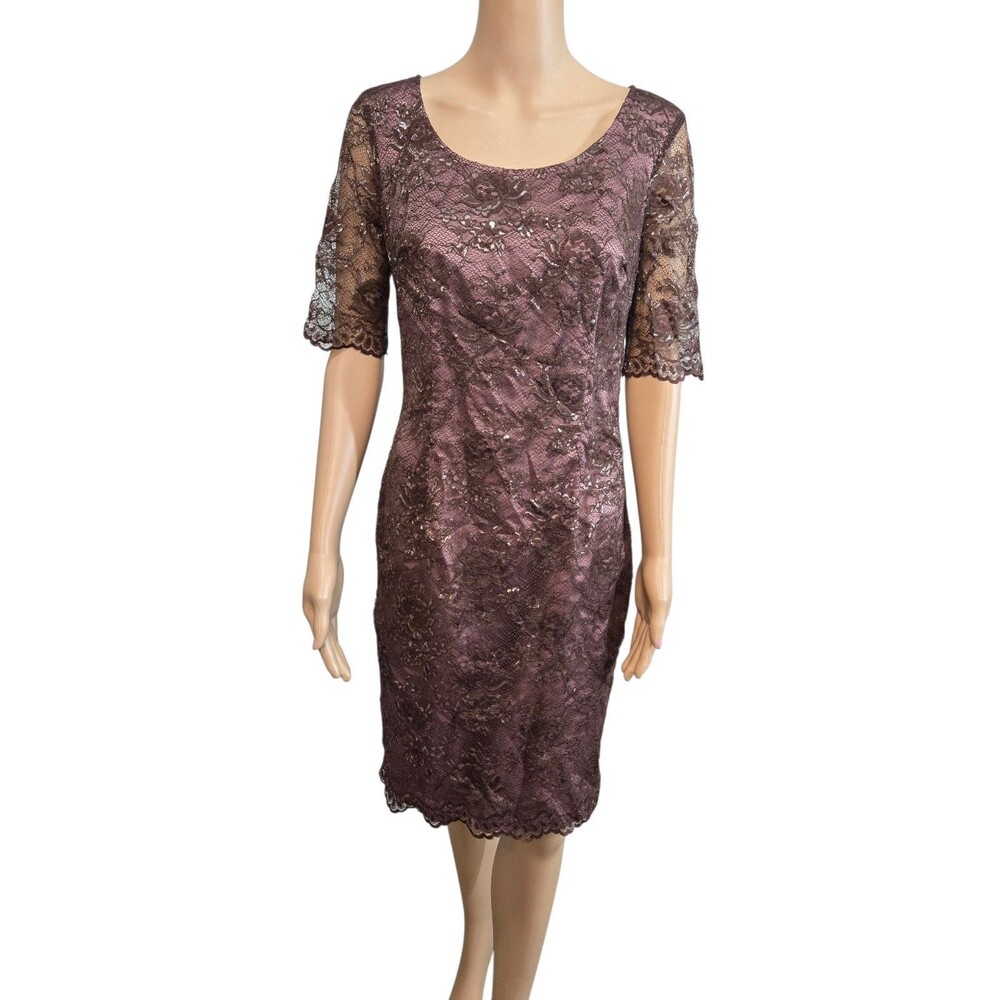 Antonio Melani Dress Lace Mauve Size 6 Holiday Cocktail open back classy